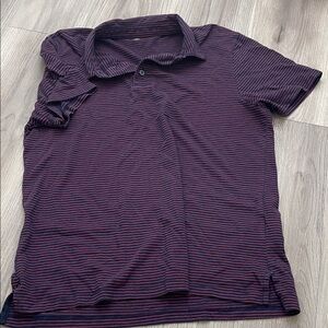 Old Navy Men's Polo Shirt - Black and Purple Stripes
